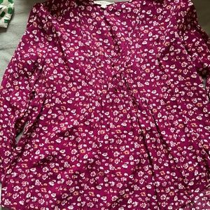 Dark Pink Floral Button Top